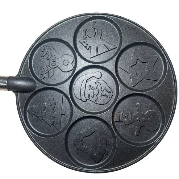 Nordic Ware Christmas Pancake Pan 7-Cavity Holiday Shapes Reindeer Santa Snowman - Picture 1 of 4